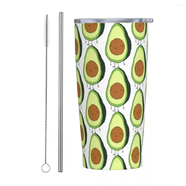 Becher, Avocado-Becher, Obst, lustige Kaltgetränke, Wasserflasche, isoliert, Thermobecher aus Edelstahl, individuelle Strand-Autobecher