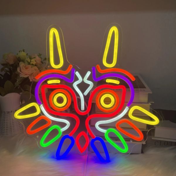 Maske Neonschild Club LED-Wanddekoration, individuelle Beleuchtung, ästhetische Nachtlampe für Schlafzimmer, Raum, Kinder, Baby, LED-Leuchten, Zuhause 240119