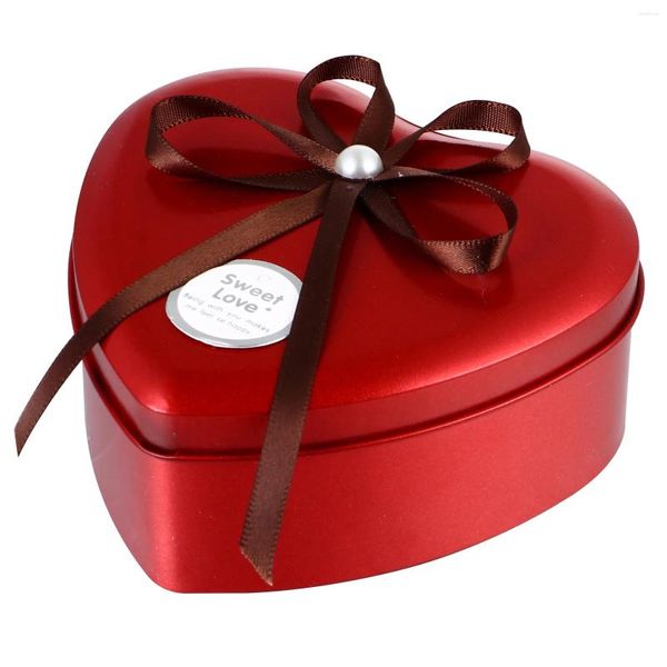 Bottiglie di stoccaggio Portaoggetti in banda stagnata a forma di cuore Contenitore di caramelle per matrimoni Custodia regalo per la casa delle feste 1 pezzo (rosso)