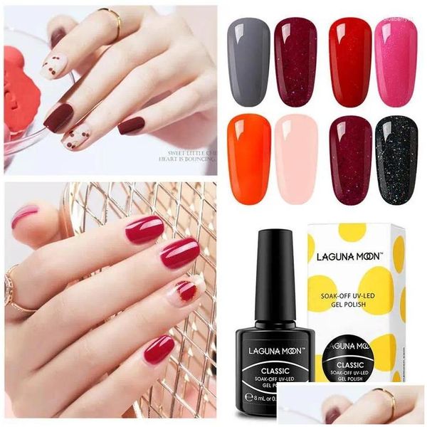 Prego gel lagunamoon 2 pçs kit cor pura uv semi permanente híbrido laca vernis esmalte lak vernizes gelpolish 8ml entrega de gota cura otx5h