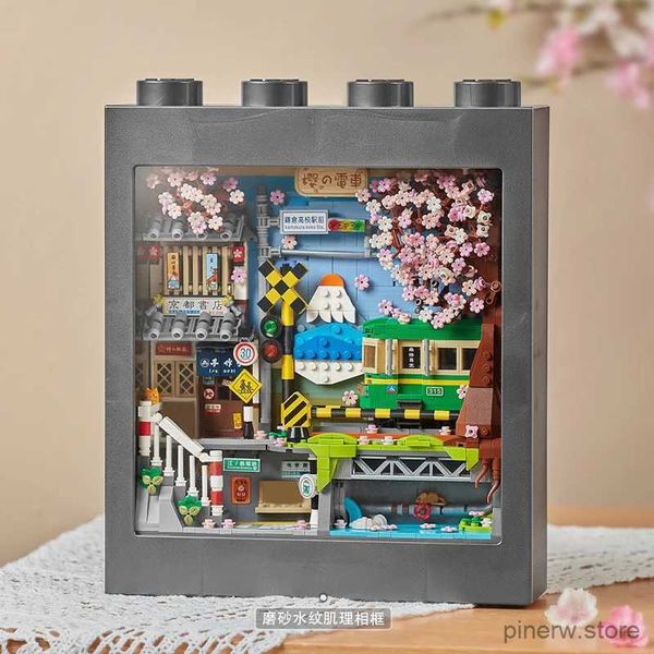 Blocos de pintura quadro bonito tigre abaixo da montanha mini blocos de construção diy presente criativo girassol decoração álbum para meninas crianças brinquedos