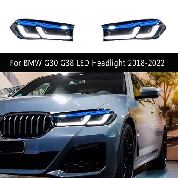 Lâmpada de cabeça de luz de circulação diurna para bmw g30 g38 525i 530i m5 led conjunto do farol 18-22 acessórios do carro streamer indicador de sinal de volta