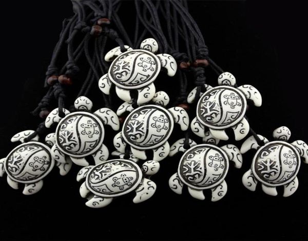 Schmuck Ganz 12pcslot Tribal Totem Faux Bone Harz geschnitztes Frosch Sun Sea Turtle Halskette Tortoise Amulett Talisman Geschenk7764582