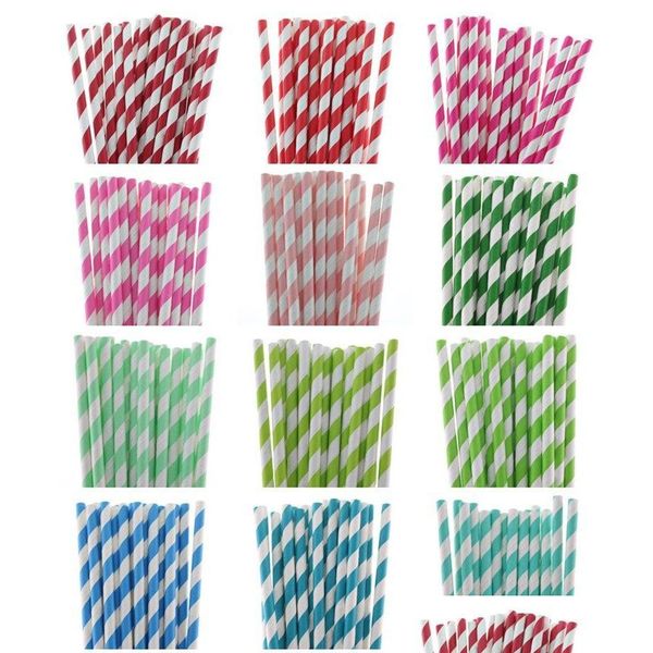 Cannucce 1000 pezzi lotto Colorf Drink Paper Sts Strip 61 colori Ecofriendly Drop Delivery Home Garden Cucina Sala da pranzo Bar Bicchieri Dhvof
