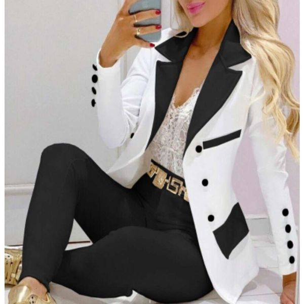 Abbigliamento da donna firmato New Casual Womens Set pantalone da donna blazer bianco moda business donna abiti blazer da donna abito da ufficio abito da donna giacca da lavoroLCV6