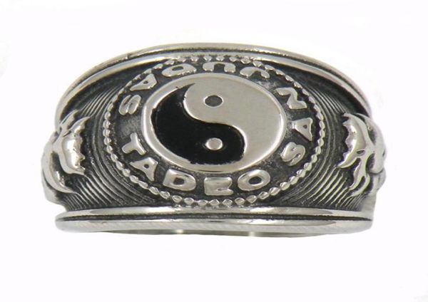 FANSSTEEL aço inoxidável vintage masculino ou feminino jóias SIGNET Taoísmo Chinês Ying yan símbolo anel 14W1355661306778212