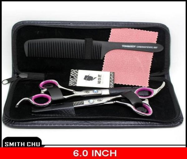 Ножницы для волос, ножницы для стрижки и филировки, 6 дюймов, противоскользящая ручка, розовое кольцо, SMITH CHU, NEW6969356