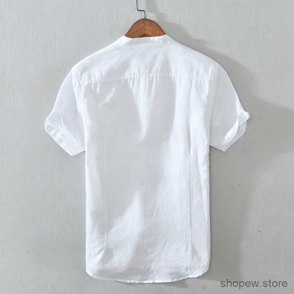 Camicie casual da uomo Camicie estive in cotone e lino nuove camicie da uomo colletto alla coreana camicia solida per uomo top ricamati abbigliamento da uomo camisa chemise