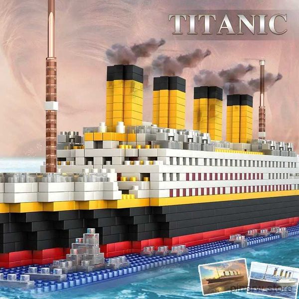 Blocos titanic micro mini blocos de construção conjunto 1860 pçs titanic brinquedo navio modelo tijolos de construção 3d puzzle conjuntos diy brinquedos educativos