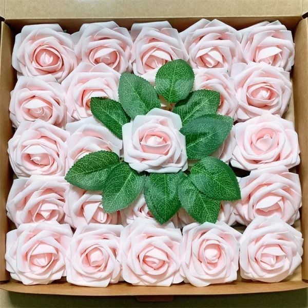 25pcs künstliche Rosenblumen Schaum Fake Faux Blumen Rosen für DIY Hochzeitsstrauß Party Wohnkultur Gartendekoration