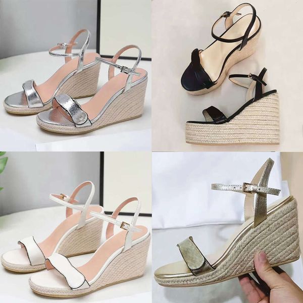 Novas Espadrille Wedge Sandálias Designer Plataforma Mulheres Salto Alto Couro Ajustável Ankle Strap Saltos Verão Praia Festa Sapatos De Casamento Com Caixa 291