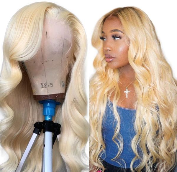 Brasilianische Körperwelle 613 Lace Front Perücke Russische Platin Honig Blonde Spitze Frontal Remy Echthaar Perücken 13x4 Zoll2838118