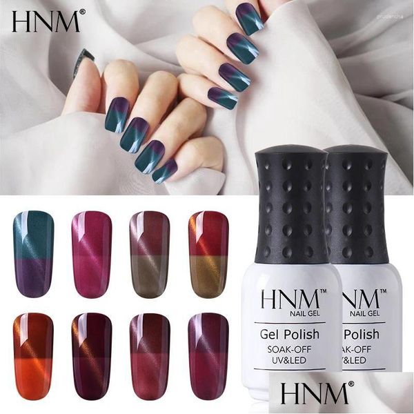 Nagelgel Hnm 8 ml Katzenaugen Uv-Nagellack Thermo-Farbwechsel-Hybrid-Lack Soak Off Semi Permanent Nails Shilak Gellak Emaille Drop Delive Otmov