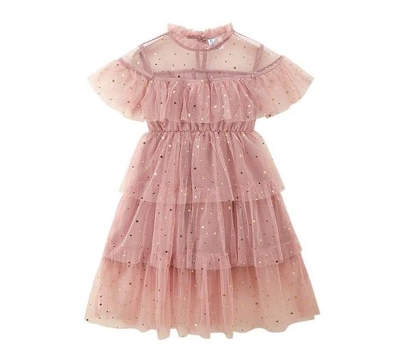 Verão bebê princesa meninas crianças algodão crianças adolescente vestido de renda estrelas fantasia criança roupas5603 2103196514834