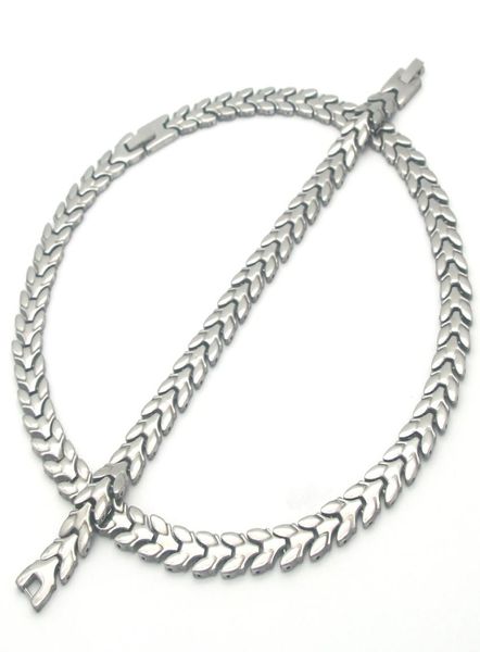 Conjunto de joias da moda novo design em aço inoxidável cor prata trigo gargantilha colar pulseiras conjuntos de joias la maxza1787953