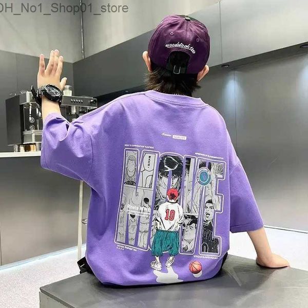 T-shirts Sommer Kinder Kleidung Streetwear Japan Stil Cartoon Print T Shirt Kurzarm Tops Tees Jungen Kleidung 100% Baumwolle Kinder tees Q240218