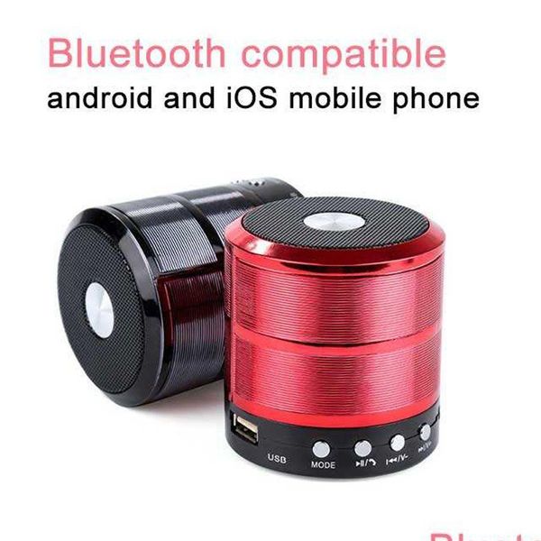 Altoparlanti portatili Altoparlante portatile senza fili Bluetooth con cordino Supporto Tf Card U Disco Mani Ws887 Mini altoparlanti rotondi Mp3 Fm Func Dhb6D