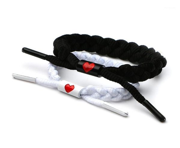 Altri Bracciali Moda Rastaclat Lacci per scarpe Lavorati a maglia Coppia Fidanzata Regalo di San Valentino Amore in bianco e nero Compilazione Catenaria a mano18490787