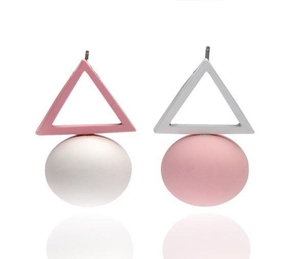 Mode Dreieck Kugel Geometrie Form Ohrstecker Weiß Rosa Blau Ohrringe für Frauen Mädchen Schmuck Ganze SKU35531540945