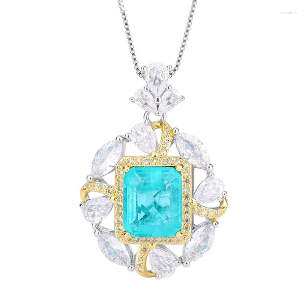 Anhänger Halsketten Frühling Qiaoer Vintage 10 12mm Smaragd Paraiba Turmalin Halskette Für Frauen Edelstein Party Schmuck Geschenke Zubehör