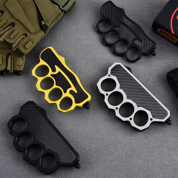 Outdoor Vier Finger Faust Set Messer Designer Kleine Selbstverteidigung Militär Schnalle Tiger Fenster Brechen Werkzeug Artefakt KPG4