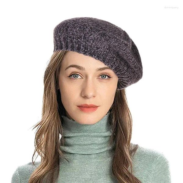 Berets Stilvolle Winter Chenille Warme Gestrickte Hut Weibliche Herbst Maler Kappen Dame Hüte Frauen Hedging Cap