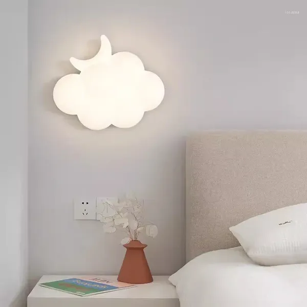 Lâmpada de parede branco nuvem lâmpadas bonito quarto das crianças led moderno e minimalista quente princesa menino menina quarto luzes cabeceira