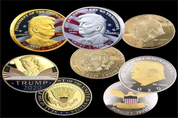 2020 Presidente degli Stati Uniti Trump Coin Bandiera americana Moneta commemorativa Materiale in lega Non sbiadisce Confezione indipendente in acrilico4220563