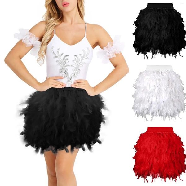 Röcke Damen Rock Federrock Regenbogen Puffy Petticoat Tanzkleidung Ballkleid Miniröcke Fee Muti-Farben Elastisch Lolita Sommer Tüll