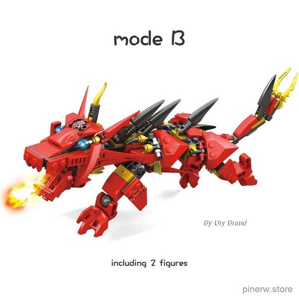 Blocchi 417PCS 2in1 Set Flying Red Ninja Dragon Fighting Mech Figure Educational Building Blocks Giocattoli per bambini Regalo di compleanno FAI DA TE