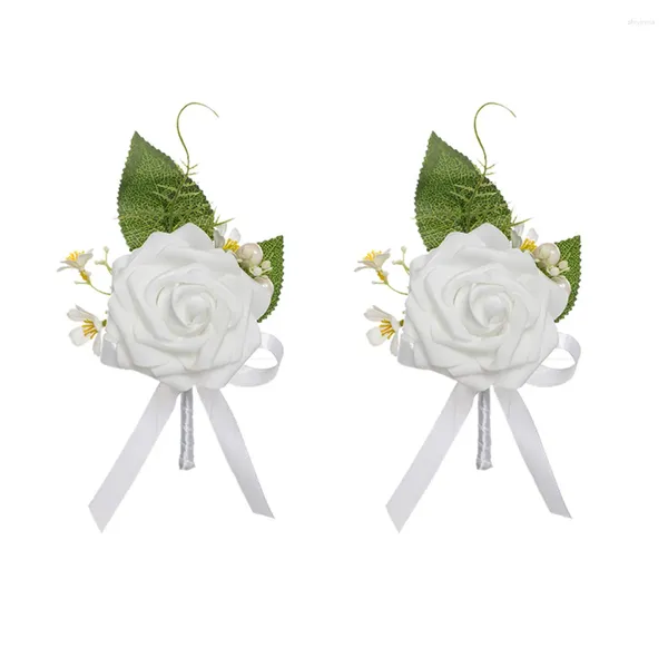 Fiori decorativi 2 pezzi Fiore all'occhiello per matrimonio Sposo Groomsmen Artificiale per cerimonia Festa di anniversario