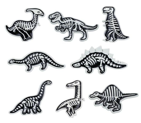 Karikatür kafatası dinozor iskelet broş pimleri 12pcs set komik hayvan alaşım emaye boya Men039s takım elbise broşlar jewel4351715