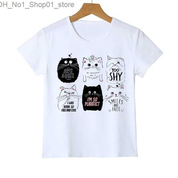 T-shirt Marca Estate Harajuku Animal Cat Stampa T-shirt per bambini Manica corta T-shirt per ragazzo Ragazza Top T-shirt per adolescenti Abbigliamento per bambini Q240218