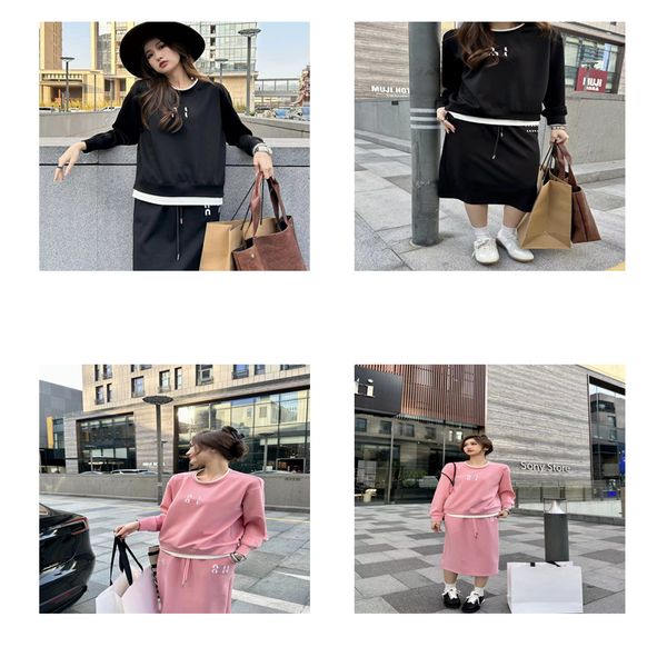 Tuta da donna nuova tuta di marca di lusso con cappuccio e abito casual set nuova tendenza girocollo casual tute a maniche lunghe abiti famosi taglia s-l nero rosa