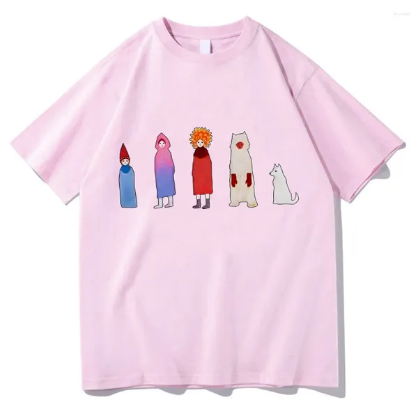 Damen T-Shirts Tanaka Chisato Maler von Ölpastell-T-Shirts FRAUEN Kawaii/niedliche Anime-T-Shirts Baumwollapplikationen Graffiti-Ästhetik