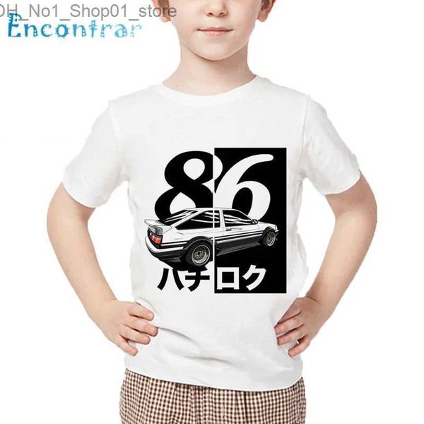 T-shirt Bambini AE86 Iniziale D Drift Stampa T-shirt Bambini T-shirt Anime giapponese Ragazzi e ragazze Estate Casual Top bianchi Q240218