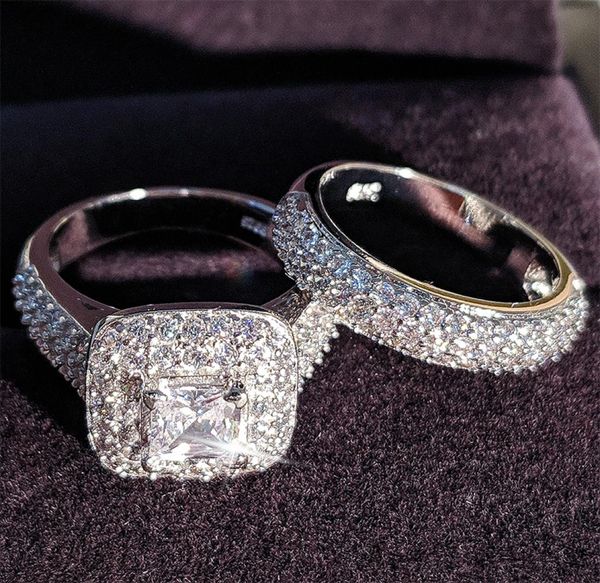 Moonso модный комплект обручальных колец из стерлингового серебра 925 пробы для свадебных девушек и женщин, женские пары ювелирных украшений для влюбленных пар R34009404991