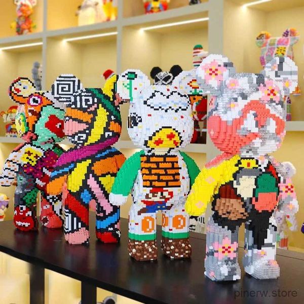 Blocchi Gigante Fluido Violenza Orso Cartone Animato Amore Violento Orso Bearbrick Colore Modello Building Block Micro Diamante Mattoni Giocattolo per Bambini Regalo Set