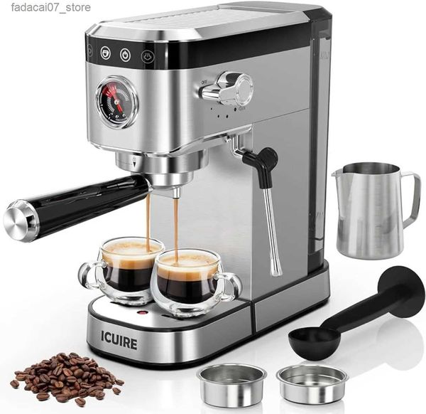 Kaffeemaschinen Espressomaschine 20 Bar Edelstahl Espressomaschine mit Milchaufschäumkrug Professionelle Cappuccinomaschine |USA |NEU Q240218