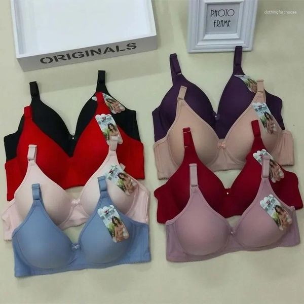 Sutiãs finos sem anel de aço brilhante confortável respirável sutiã ajustável push up sexy roupa interior quinquagenária mulheres lingerie