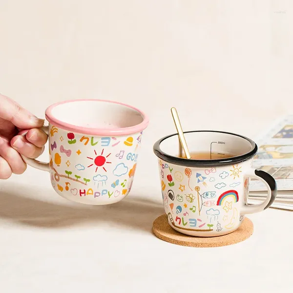 Tazze Creatività Tazza in ceramica Simpatico cartone animato Animale con scala Tazza Bere caffè Latte Kawaii per gli amanti dei bambini