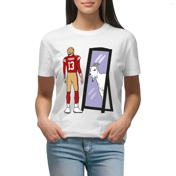 Женские поло Brock Purdy Mirror GOAT, плакаты и художественная футболка, женская одежда, забавные милые топы, большие рубашки для тренировок для женщин