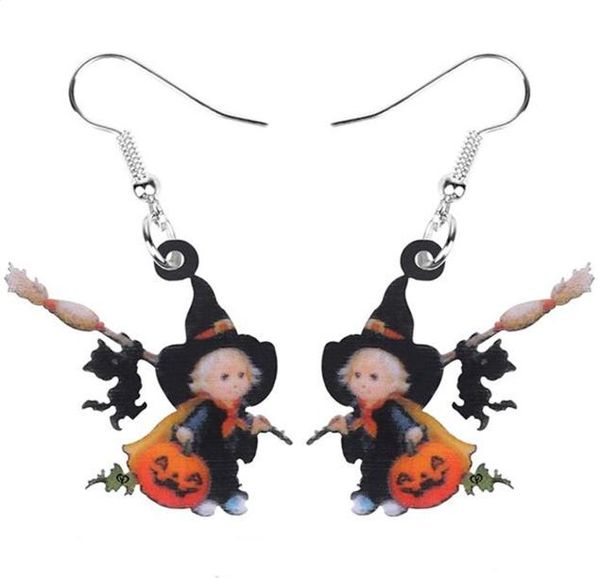 Dangle Chandelier Acrílico Halloween Vassoura Chapéu Bruxa Abóbora Gato Preto Brincos Decoração Jóias Mulheres Meninas Adolescentes Festa G3776616