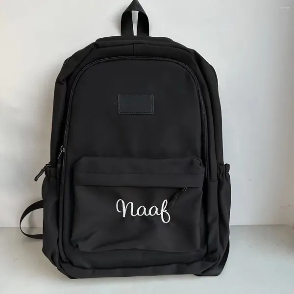 Zaino personalizzato borsa per laptop di grande capacità tinta unita studenti delle scuole superiori zaini da viaggio per ragazze con nome
