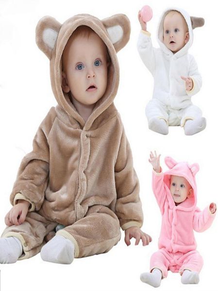 cartone animato neonato orso cappotto pagliaccetto flanella inverno caldo tutine per neonati ragazzi ragazze con cappello arrampicata vestiti tuta indumenti da notte per animali 2487026