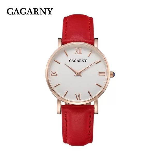 CAGARNY Mulheres Designer de Moda Casual Relógios Senhoras Relógio Pulseira de Couro Ouro relojes de marca mujer285T