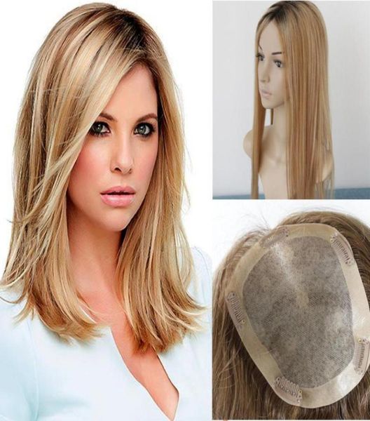 Balayage 2627 Color Silk Top Echthaar-Topper für Frauen, Clip-in-Top-Haarteil-Toupet für dünner werdendes Haar46833748171187