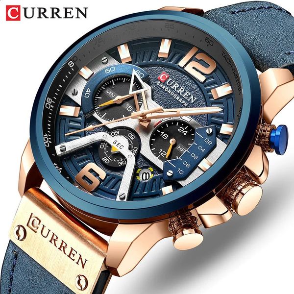 CURREN Orologi sportivi da uomo di marca di lusso analogici in pelle Orologio militare da uomo Orologio maschile Data Orologio al quarzo Relogio Masculino 240127