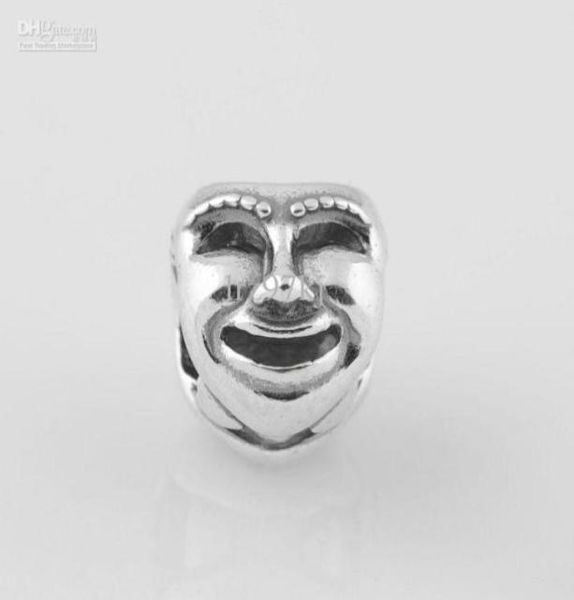 Autêntico s925 carimbado prata esterlina teatro drama máscara charme talão se encaixa jóias europeias pulseiras colares10892453051882