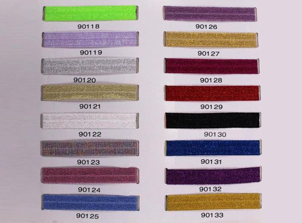 100yardslot 58quot Glitter FOE Fold Over Elastic für Stirnbänder Haargummis Hairbow Zubehör 36 Farben zur Auswahl9038786